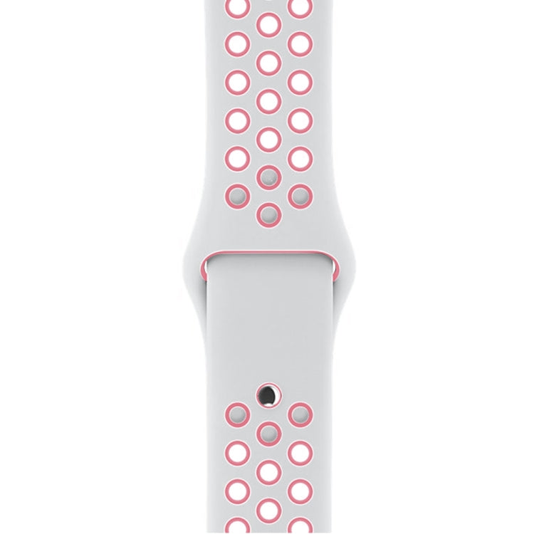 For Apple Watch Series 7 41mm / 6 & SE & 5 & 4 40mm / 3 & 2 & 1 38mm Fashionable Classical Silicone Sport Watch Band (White Pink) - Watch Bands by buy2fix | Online Shopping UK | buy2fix