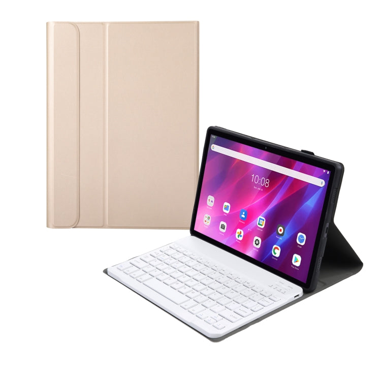 AK10 2 in 1 Detachable Bluetooth Keyboard + Lambskin Texture TPU Protective Leather Tablet Case with Holder for Lenovo Qitian K10 TB-X6C6X(Gold) - Lenovo Keyboard by buy2fix | Online Shopping UK | buy2fix