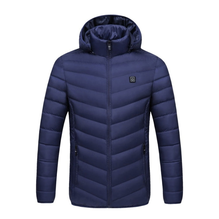 USB Heated Smart Constant Temperature Hooded Warm Coat for Men and Women (Color:Dark Blue Size:M) - Down Jackets by buy2fix | Online Shopping UK | buy2fix