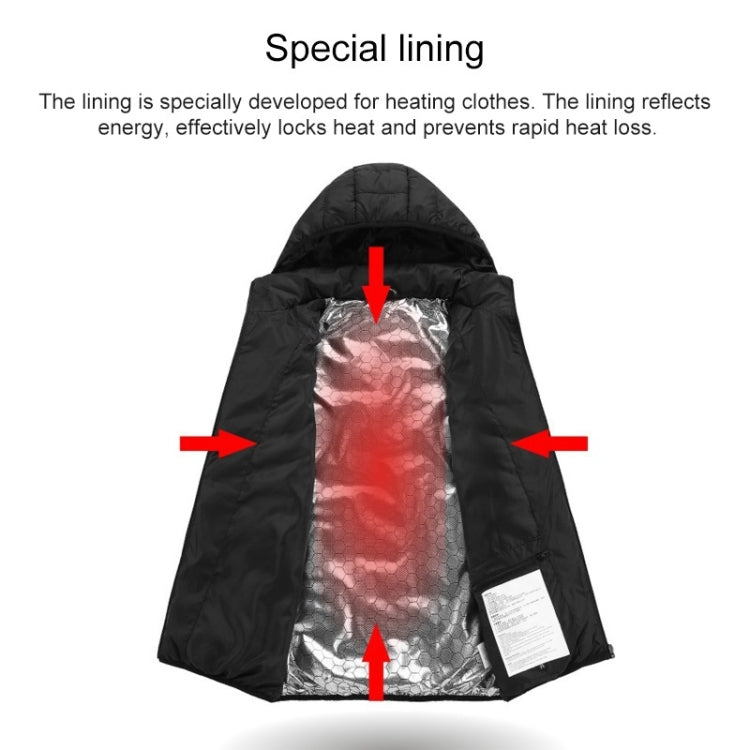 USB Heated Smart Constant Temperature Hooded Warm Coat for Men and Women (Color:Dark Blue Size:L) - Down Jackets by buy2fix | Online Shopping UK | buy2fix
