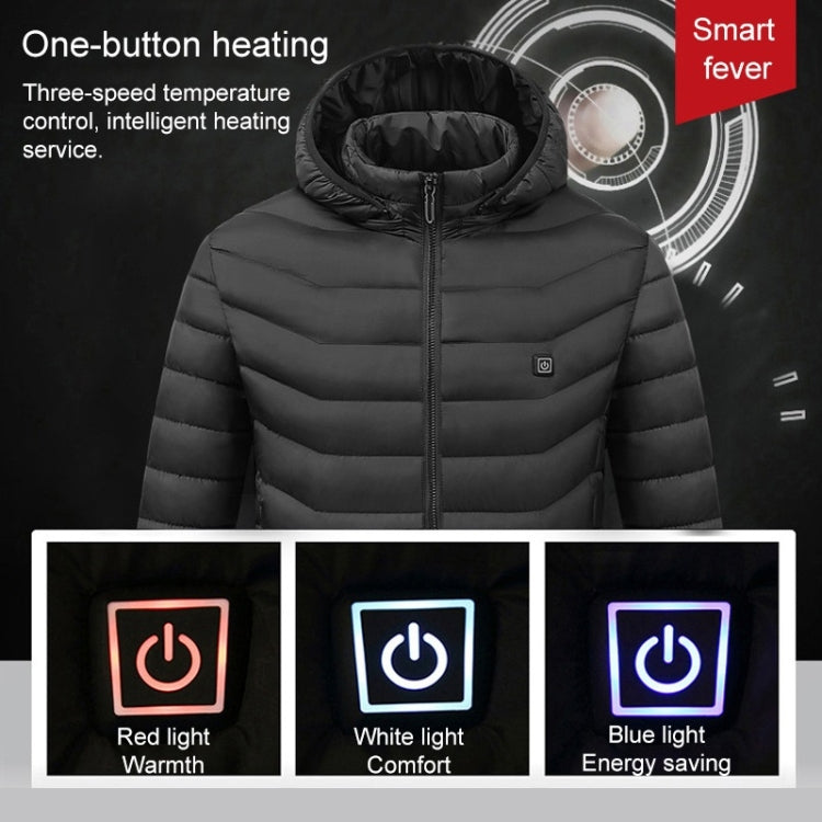 USB Heated Smart Constant Temperature Hooded Warm Coat for Men and Women (Color:Black Size:XXXXL) - Down Jackets by buy2fix | Online Shopping UK | buy2fix