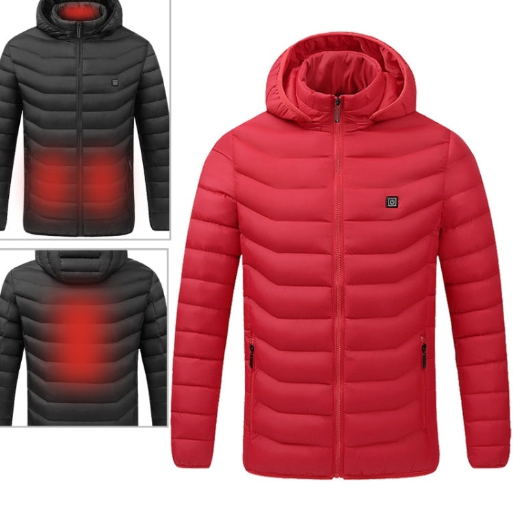 USB Heated Smart Constant Temperature Hooded Warm Coat for Men and Women (Color:Red Size:XL) - Down Jackets by buy2fix | Online Shopping UK | buy2fix