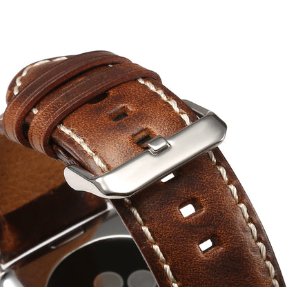 Denior Oil Wax Retro Watch Leather Watch Band for Apple Watch Series 7 45mm / 6 & SE & 5 & 4 44mm / 3 & 2 & 1 42mm (Brown) - Watch Bands by Denior | Online Shopping UK | buy2fix