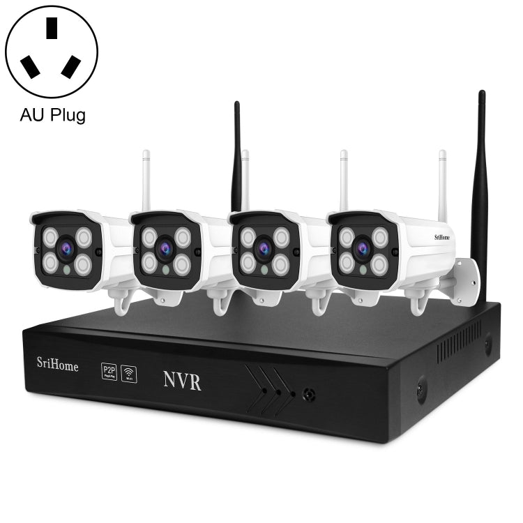 SriHome NVS001+IPC024 1080P 4-Channel NVR Kit Wireless Security Camera System, Support Humanoid Detection / Motion Detection / Two Way Audio / Night Vision, AU Plug - Video Recorder Kit by SriHome | Online Shopping UK | buy2fix