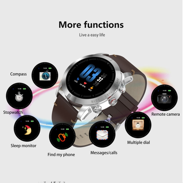 DTNO.1 S10 1.3 inches TFT Color Screen Smart Bracelet IP68 Waterproof, Leather Watchband, Support Call Reminder /Heart Rate Monitoring /Sleep Monitoring /Multi-sport Mode (Black) - Smart Wear by DTNO.1 | Online Shopping UK | buy2fix