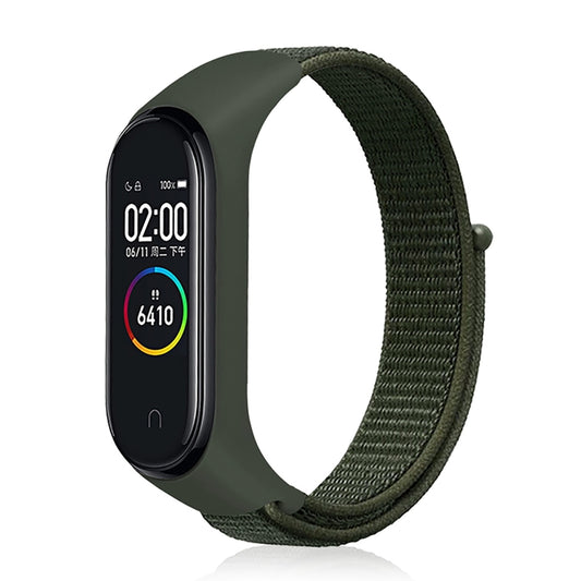 Smart Watch Nylon Woven Watch Band for Xiaomi Mi Band 3 / 4(Army Green) - Smart Wear by buy2fix | Online Shopping UK | buy2fix