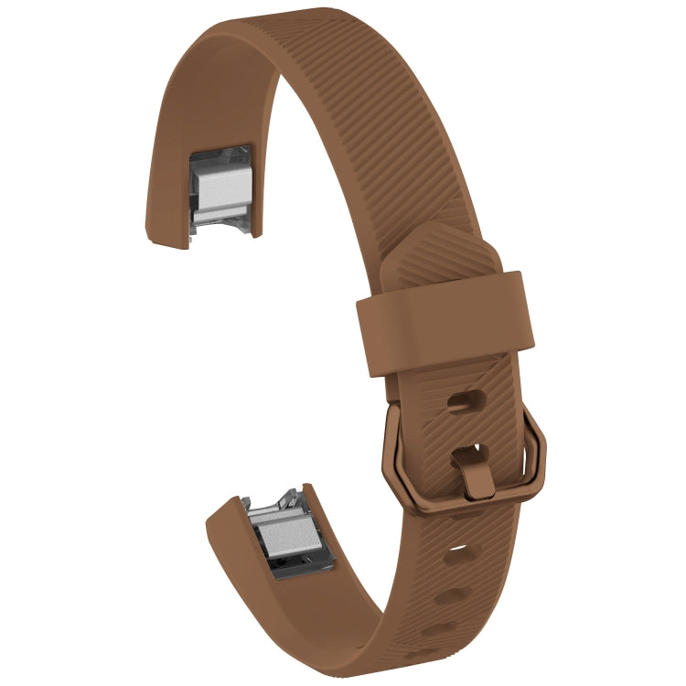 Solid Color Silicone Watch Band for FITBIT Alta / HR9, Size: S(Brown) - Smart Wear by buy2fix | Online Shopping UK | buy2fix