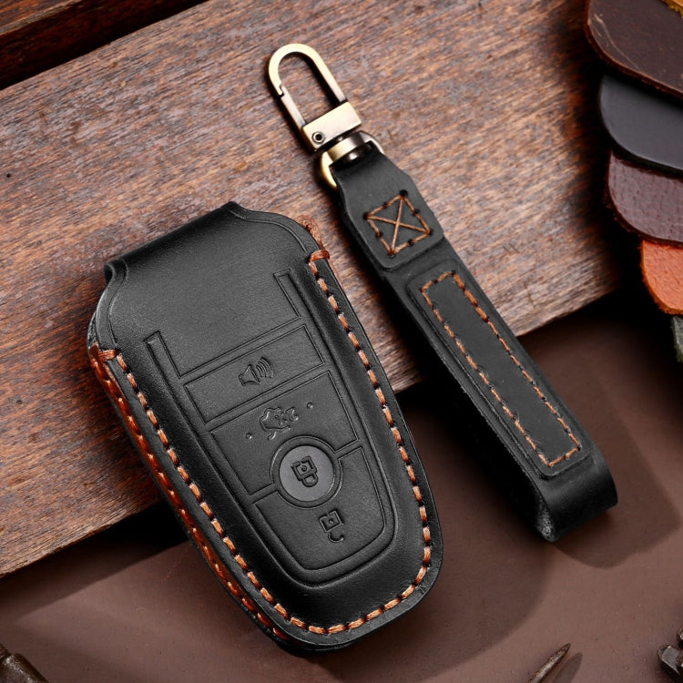 For Ford F-150 4-button C072/1 Car Key Leather Protective Case (Black) - In Car by buy2fix | Online Shopping UK | buy2fix