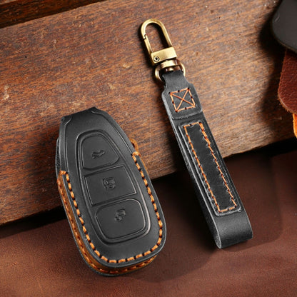 For Ford Focus/Mondeo/Maverick/Explorer/Escort/Edge 2017-2018 C231 Car Key Leather Protective Case (Black) - In Car by buy2fix | Online Shopping UK | buy2fix