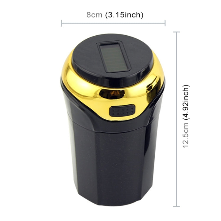 N12B Car Creative Ashtray Solar Power With Light And Cover Car Supplies (Gold) - In Car by buy2fix | Online Shopping UK | buy2fix