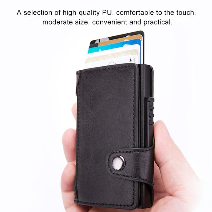 X-51 Automatically Pop-up Card Type Anti-magnetic RFID Anti-theft PU Leather Wallet with Card Slots(Black) - Antimagnetic RFID Package by buy2fix | Online Shopping UK | buy2fix