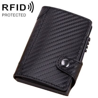 X-51 Automatically Pop-up Card Type Anti-magnetic RFID Anti-theft PU Leather Wallet with Card Slots(Carbon Fiber Black) - Antimagnetic RFID Package by buy2fix | Online Shopping UK | buy2fix