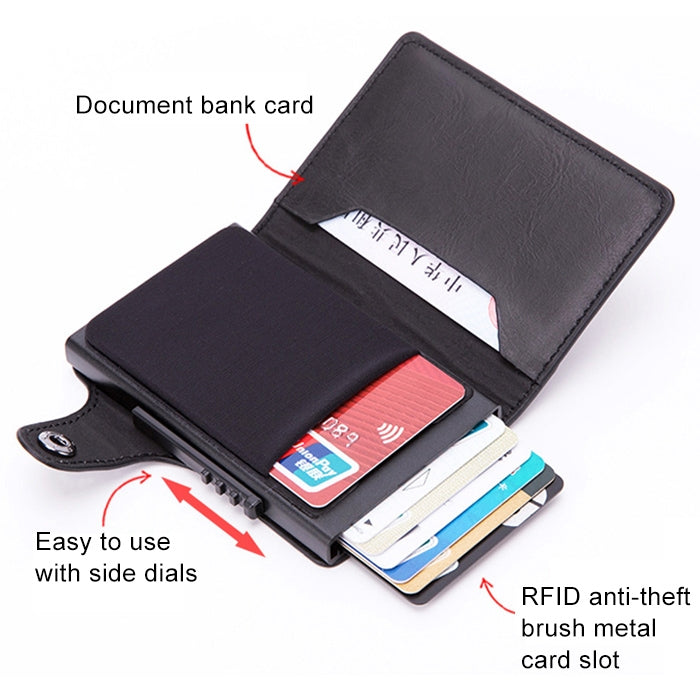 X-51 Automatically Pop-up Card Type Anti-magnetic RFID Anti-theft PU Leather Wallet with Card Slots(Carbon Fiber Black) - Antimagnetic RFID Package by buy2fix | Online Shopping UK | buy2fix