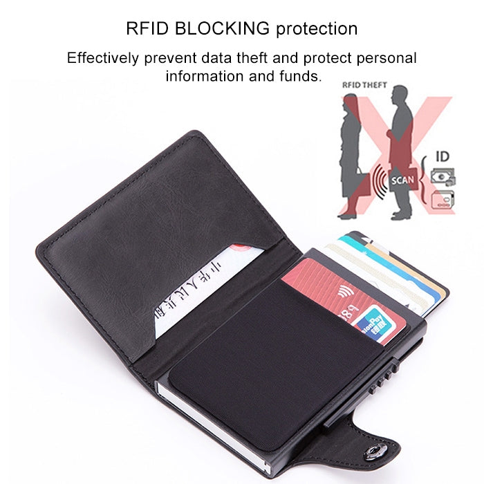 X-51 Automatically Pop-up Card Type Anti-magnetic RFID Anti-theft PU Leather Wallet with Card Slots(Carbon Fiber Black) - Antimagnetic RFID Package by buy2fix | Online Shopping UK | buy2fix