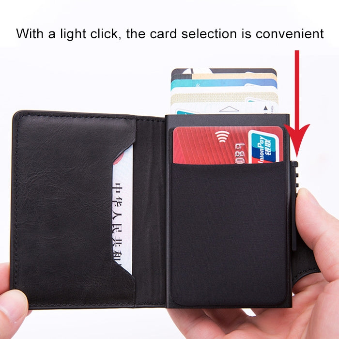 X-51 Automatically Pop-up Card Type Anti-magnetic RFID Anti-theft PU Leather Wallet with Card Slots(Carbon Fiber Black) - Antimagnetic RFID Package by buy2fix | Online Shopping UK | buy2fix