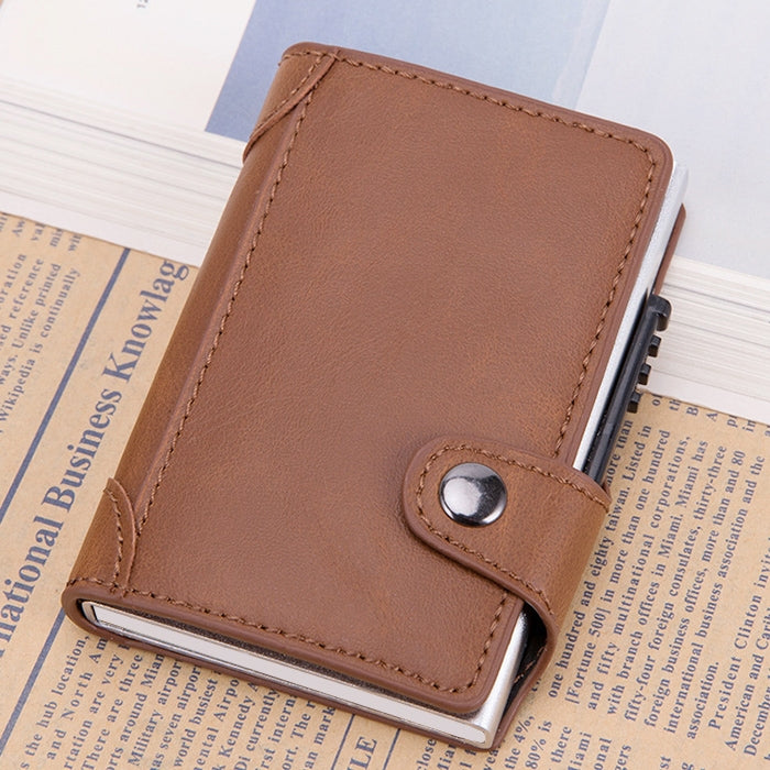 X-51 Automatically Pop-up Card Type Anti-magnetic RFID Anti-theft PU Leather Wallet with Card Slots(Apricot) - Antimagnetic RFID Package by buy2fix | Online Shopping UK | buy2fix