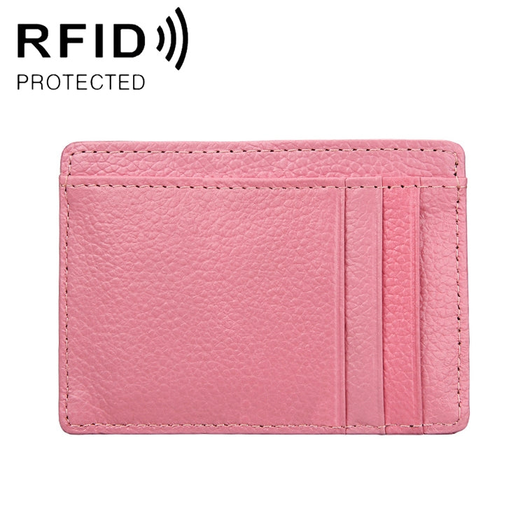 KB37 Antimagnetic RFID Litchi Texture Leather Card Holder Wallet Billfold for Men and Women (Pink) - Antimagnetic RFID Package by buy2fix | Online Shopping UK | buy2fix