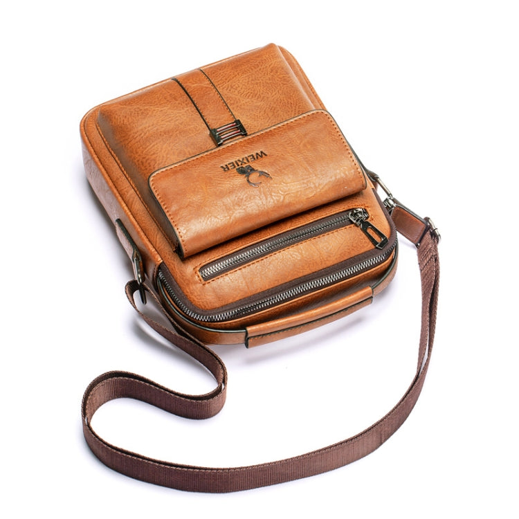 WEIXIER 8683 Large Capacity Retro PU Leather Men Business Handbag Crossbody Bag (Light Brown) - Crossbody Bags by WEIXIER | Online Shopping UK | buy2fix