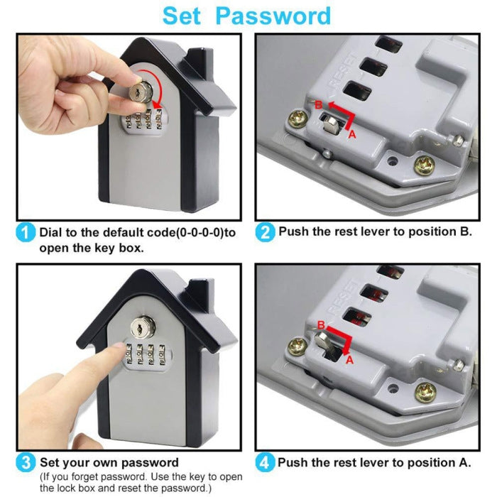 Hut Shape Password Lock Storage Box Security Box Wall Cabinet Safety Box, with 1 Key(Purple) - Security by buy2fix | Online Shopping UK | buy2fix