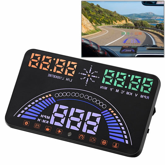 S7 5.8 inch Car GPS HUD / OBD2 Vehicle-mounted Gator Automotive Head Up Display Security System with Dual Display, Support Car Local Real Time & Real Speed & Turn Speed & Water Temperature & Oil Consu ... peed Alarm, Mile Switching, Light Sensor Functions - Head Up Display System by buy2fix | Online Shopping UK | buy2fix