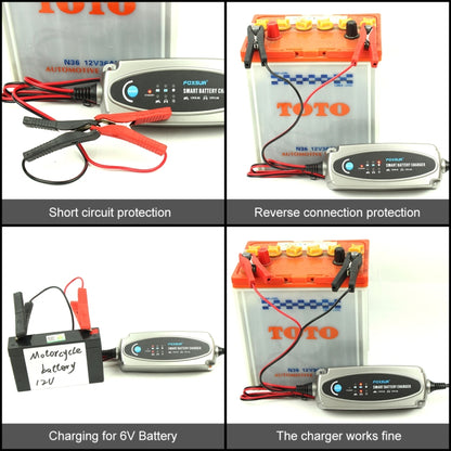 FOXSUR 0.8A / 3.6A 12V 5 Stage Charging Battery Charger for Car Motorcycle,  EU Plug - In Car by FOXSUR | Online Shopping UK | buy2fix