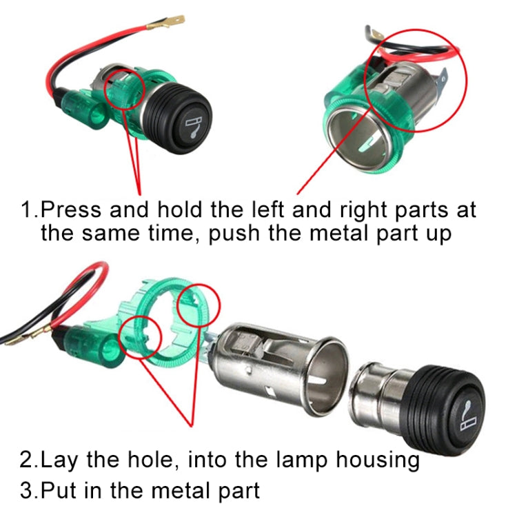 Car 10A 12V European Standard Cigarette Lighter Full Assembly with Light (Green) - Cigar Socket by buy2fix | Online Shopping UK | buy2fix