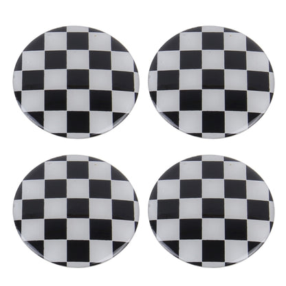 4 PCS White And Black Grid Metal Car Sticker Wheel Hub Caps Centre Cover Decoration - 3D Metal Sticker by buy2fix | Online Shopping UK | buy2fix