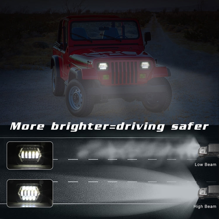 7 inch H4 DC 9V-30V 3000LM 6000K 30W IP67 8LED Lamp Beads Car Square Shape LED Headlight Lamps for Jeep Wrangler - Work Lights by buy2fix | Online Shopping UK | buy2fix