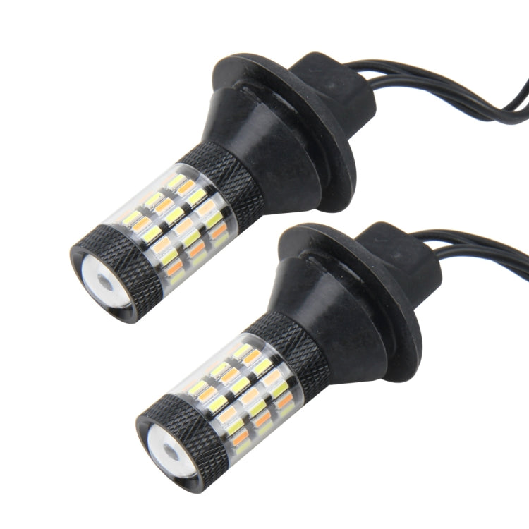 2 PCS 7440 5W 450LM 60LEDs DC 12V SMD-4014 Car Auto Brake Light Turn Signal Lights Car Source Set(White Light+Yellow Light), Cable Length: 40cm - Brake Lights by buy2fix | Online Shopping UK | buy2fix