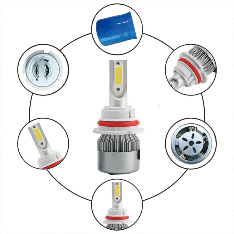 2 PCS C9 9004 18W 1800LM 6000K Waterproof IP68 Car Auto LED Headlight with 2 COB LED Lamps, DC 9-36V(White Light) - LED Headlamps by buy2fix | Online Shopping UK | buy2fix