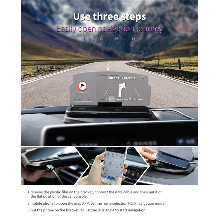 Wireless Charging HUD Bracket Navigation Reflector Holder, For iPhone X, iPhone 8 / 8 Plus,  Galaxy S9 ect. Wireless Standard Smartphones - Head Up Display System by buy2fix | Online Shopping UK | buy2fix