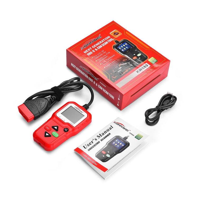 KONNWEI KW680 Mini OBDII Car Auto Diagnostic Scan Tools  Auto Scan Adapter Scan Tool (Can Detect Battery and Voltage, Only Detect 12V Gasoline Car)(Red) - In Car by KONNWEI | Online Shopping UK | buy2fix