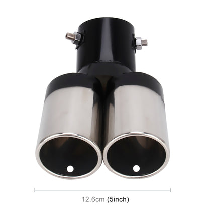 Universal Car Styling Stainless Steel Curved Double Outlets Exhaust Tail Muffler Tip Pipe(Black) - In Car by buy2fix | Online Shopping UK | buy2fix