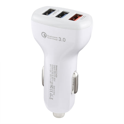 LZ-429 QC3.0 2.4A Three USB Ports Smart Quick Car Charger(White) - In Car by buy2fix | Online Shopping UK | buy2fix