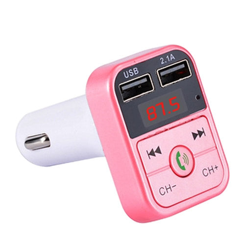 B2 Dual USB Charging Bluetooth FM Transmitter MP3 Music Player Car Kit, Support Hands-Free Call  & TF Card & U Disk (Pink) - Bluetooth Car Kits by buy2fix | Online Shopping UK | buy2fix