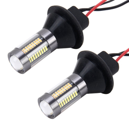 2PCS 1156/Ba15s 5W 300LM 66LEDs SMD-4014 Car Tail Bulb Turn Signal Auto Reverse Lamp Daytime Turn Running Light Car Source (White Light+ Yellow Light),Cable Lenght:1 m - Arrow Turn Lights by buy2fix | Online Shopping UK | buy2fix