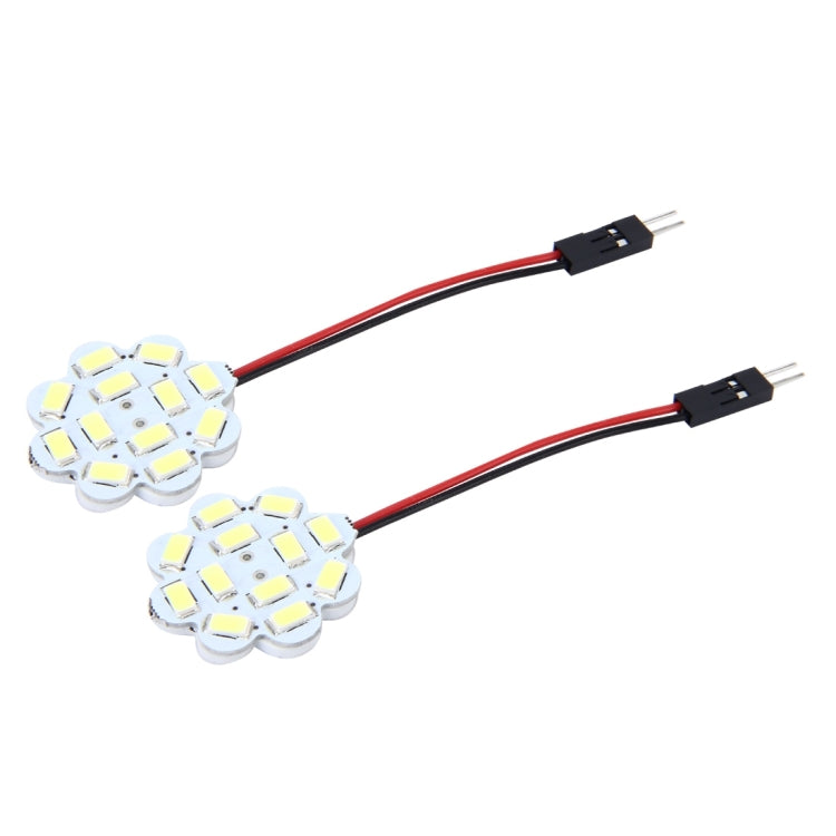 2 PCS 3W 200 LM 6000K Flower Shape Car Auto Interior Doom Reading Light with 12 SMD-5630 LED Lamps Bicuspid and T10 Adapter Cable, DC 12V(White Light) - Dome Lights by buy2fix | Online Shopping UK | buy2fix