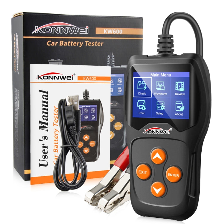 KONNWEI KW600 Auto Battery Analyzer 100 to 2000CCA Car Tester 12V 2.4 inch Digital Color Screen Cranking Charging Car Diagnostic - In Car by KONNWEI | Online Shopping UK | buy2fix