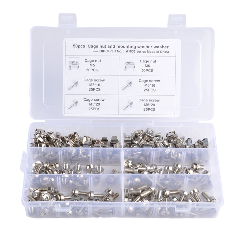 100 Sets M5 M6 Square Hole Hardware Cage Nuts & Mounting Screws Washers for Server Rack and Cabinet - In Car by buy2fix | Online Shopping UK | buy2fix