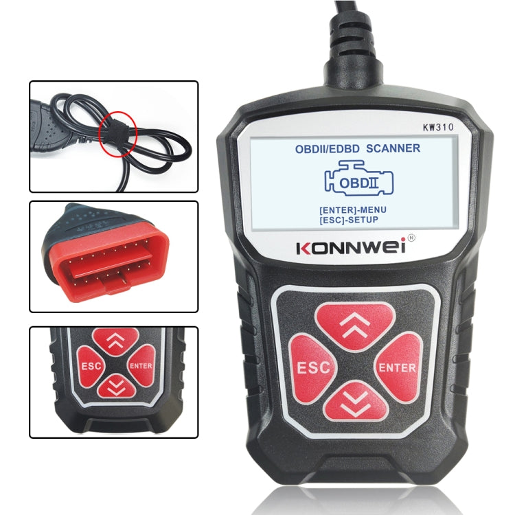 KONNWEI KW310 OBD Car Fault Detector Code Reader ELM327 OBD2 Scanner Diagnostic Tool(Black) - In Car by KONNWEI | Online Shopping UK | buy2fix