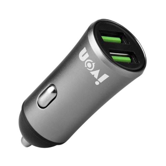 IVON CC26 5V 2.1A Dual USB Port Mini Car Charger (Grey) - In Car by IVON | Online Shopping UK | buy2fix