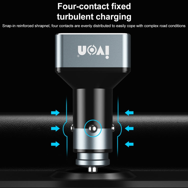 IVON CC43 45W PD 3.0 Dual USB-C / Type-C + QC 3.0 USB Port Square Car Charger - In Car by IVON | Online Shopping UK | buy2fix