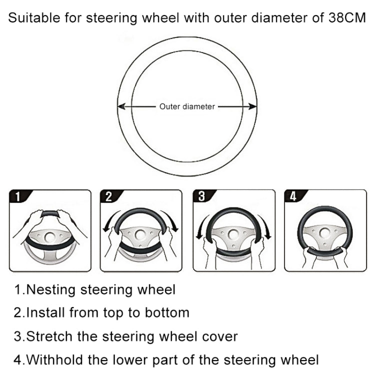 Universal Car Genuine Leather Pinhole Steering Wheel Cover, Diameter: 38cm(Black) -  by buy2fix | Online Shopping UK | buy2fix