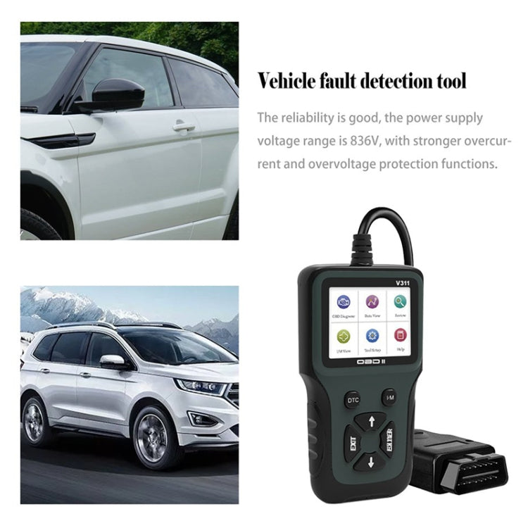 V311 OBD2 Scanner Color Screen Car Fault Detector 8 ~ 36V, Supports Chinese/English/French/German - In Car by buy2fix | Online Shopping UK | buy2fix