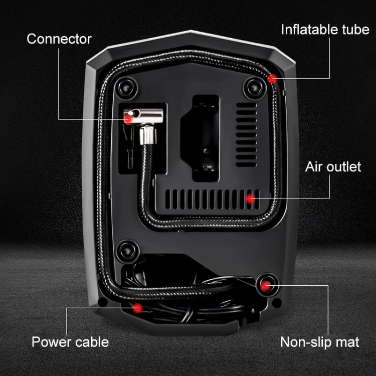 Car 12V Portable Inflatable Cylinder Pedal Digital Display Air Pump with Light & Tool Box - In Car by buy2fix | Online Shopping UK | buy2fix