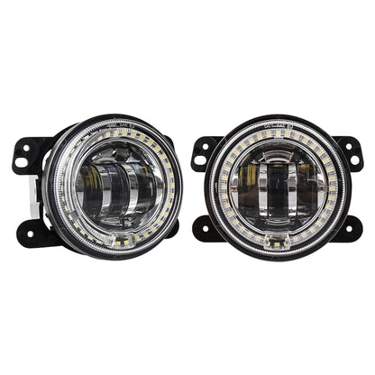 2 PCS DC12V-30V / 30W / 3A / 1440LM 12LEDs  4 inch Car LED Colorful Fog Light, Style: White Background (Yellow Light) - In Car by buy2fix | Online Shopping UK | buy2fix