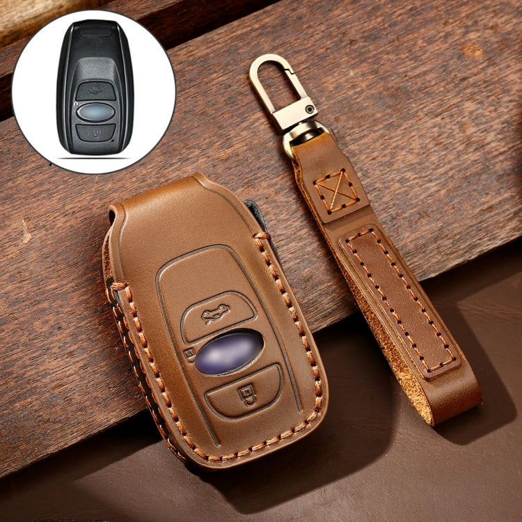Hallmo Car Cowhide Leather Key Protective Cover Key Case for Subaru Forester(Brown) -  by Hallmo | Online Shopping UK | buy2fix