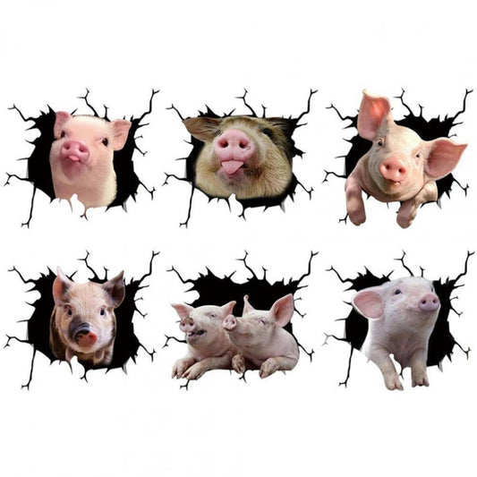 6 in 1 Creative Broken 3D Pig Car Stickers - In Car by buy2fix | Online Shopping UK | buy2fix