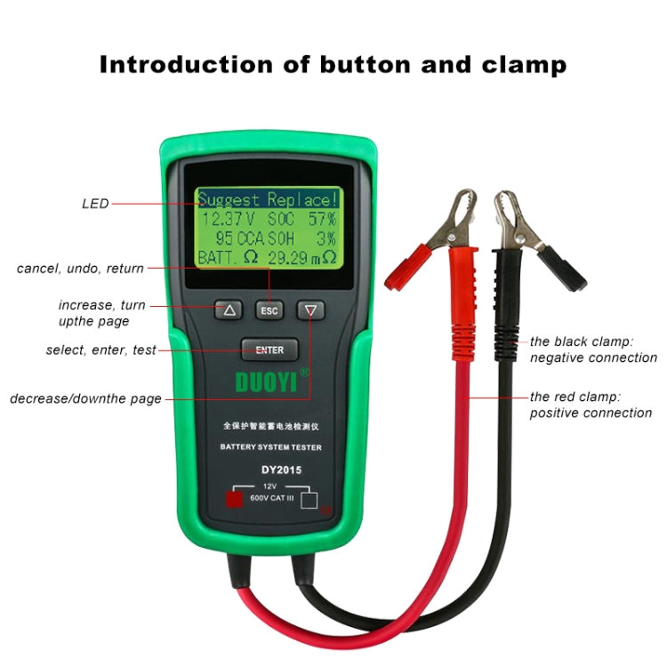 DUOYI DY2015 Car 12V Battery Tester Digital Diagnostic Tools - In Car by buy2fix | Online Shopping UK | buy2fix