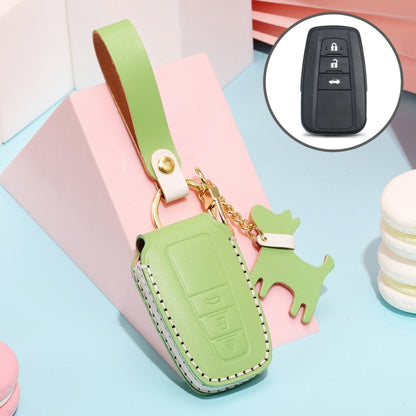 Hallmo Car Female Style Cowhide Leather Key Protective Cover for Toyota (Grass Green) - In Car by buy2fix | Online Shopping UK | buy2fix